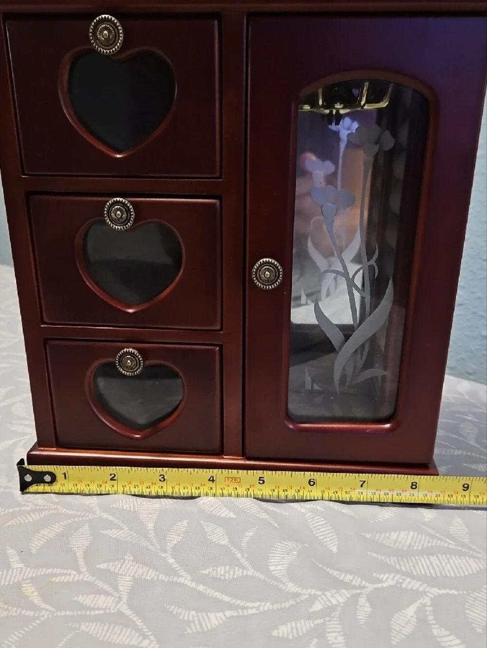 Wooden Jewelry Cabinet Organizer in Dark Brown